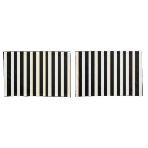 Elegant Black, White Gold Striped Pillow Hoesje Se Kussensloop