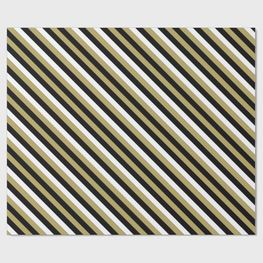 Elegant Black White Gold Stripes Pattern Cadeaupapier (Vlak)