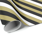Elegant Black White Gold Stripes Pattern Cadeaupapier (Rol Hoek)
