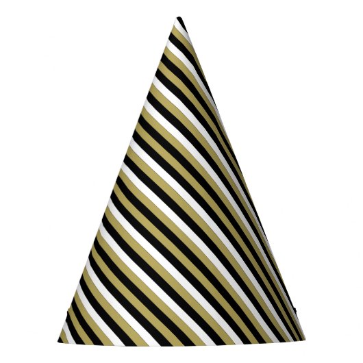 Elegant Black White Gold Stripes Pattern Feesthoedjes (Voorkant)