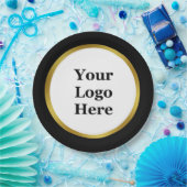 Elegant Black White Gold Uw Logo hier Sjabloon Papieren Bordje (Feest)