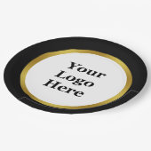 Elegant Black White Gold Uw Logo hier Sjabloon Papieren Bordje (Gekanteld)