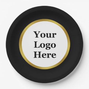 Elegant Black White Gold Uw Logo hier Sjabloon Papieren Bordje
