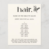 Elegant Black White Golden Scissors Hair Menu (Voorkant)