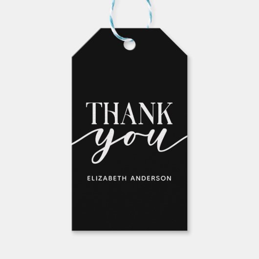Elegant Black White Hartelijk dank Cadeaulabel (Voorkant)