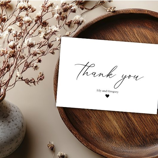 Elegant Black White Heart Weddenschap Hartelijk da Bedankkaart