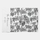 Elegant Black White Horses Toile Rustic Farmhouse Theedoek (Horizontaal)