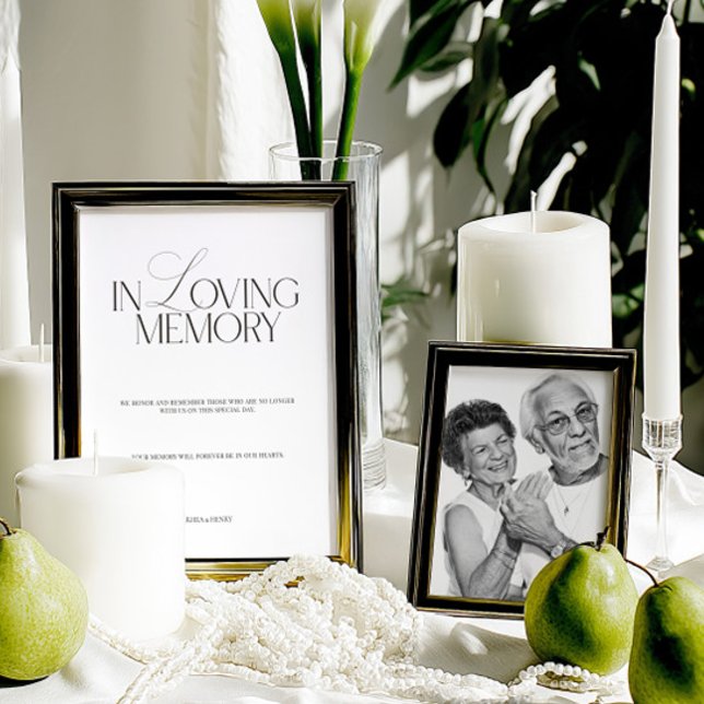 Elegant Black & White In Loving Memory Sign (Elegant Black & White In Loving Memory Sign)