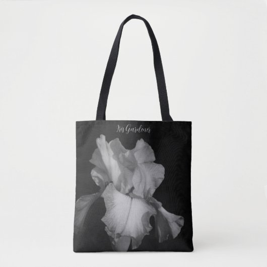 Elegant Black White Iris Foto gepersonaliseerd Draagtas (Voorkant)