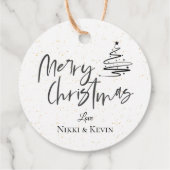 Elegant Black White Kerstboom, pretkerkermis Bedankjes Labels (Achterkant)