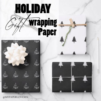 Elegant Black White-kerstboomschilfers cadeau Inpakpapier Vel