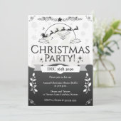 Elegant Black & White Kerstparty Kaart (Staand voorkant)