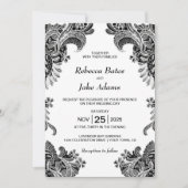 Elegant Black White Lace Wedding Kaart (Voorkant)