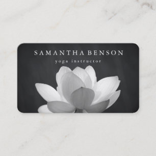 Elegant Black & white Lotus Flower Logo Yoga Visitekaartje