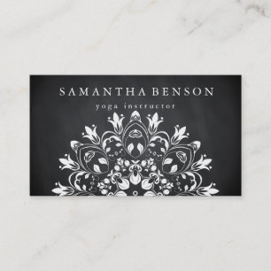 Elegant Black & white Lotus Flower Logo Yoga Visitekaartje