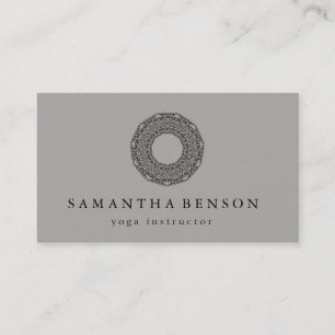 Elegant Black & White Mandala Art Logo Yoga Visitekaartje