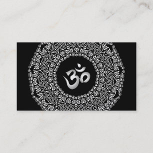 Elegant Black & White Mandala Art Logo Yoga Visitekaartje