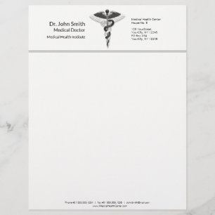 Elegant Black White Medical Classy Noble Caduceus Briefhoofd