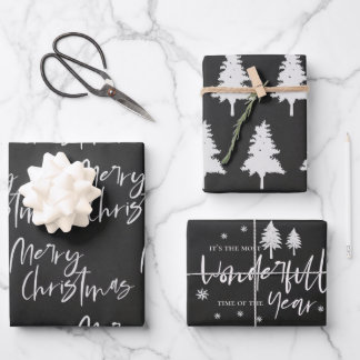 Elegant Black White Merry-kerstcitaat - Gift Inpakpapier Vel