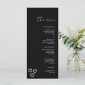 Elegant Black & White Minimalist Weddenschap Menu (Staand voorkant)