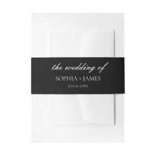 Elegant Black & White Minimalist Weddenschap Uitnodigingen Wikkel