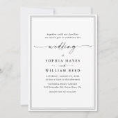 Elegant Black & White Minimalist Wedding Kaart (Voorkant)