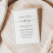 Elegant Black & White Minimalist Wedding Kaart