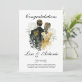 Elegant Black & White Minimalist Wedding Kaart (Staand voorkant)