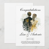Elegant Black & White Minimalist Wedding Kaart (Voorkant / Achterkant)