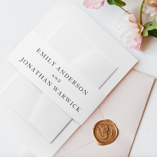 Elegant Black White Modern Calligraphy Wedding  Uitnodigingen Wikkel