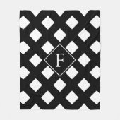 Elegant Black White Modern Monogram Fleece Deken (Voorkant)