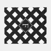 Elegant Black White Modern Monogram Fleece Deken (Voorkant (Horizontaal))