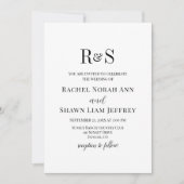 Elegant Black & White Modern Monogram Wedding Kaart (Voorkant)