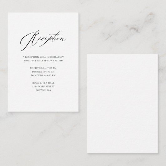 Elegant Black White Modern Script Weddenschap Informatiekaartje (Voorkant / Achterkant)