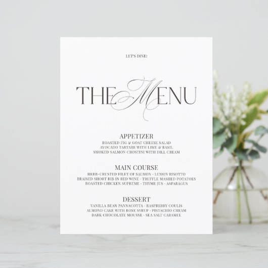 Elegant Black & White Modern Wedding Bar Menu (Debout devant)