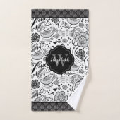 Elegant Black White Monogram Bad Handdoek (Handdoek)