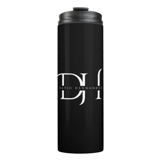 Elegant Black White Monogram Initiaal Chic Custom Thermosbeker (Voorkant)