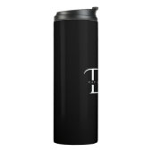 Elegant Black White Monogram Initiaal Chic Custom Thermosbeker (Gedraaid links)