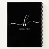 Elegant Black White Monogram Initial Script Name  Notitieboek (Achterkant)