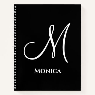 Elegant black &white monogram  notitieboek