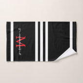 Elegant Black White Monogram Personalized Name  Bad Handdoek (Handdoek)