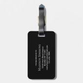 Elegant Black White Monogram Script Name Stylish Bagagelabel (Achterkant verticaal)