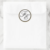 Elegant Black & White Monogram Weddenschap Gold Ronde Sticker (Tas)