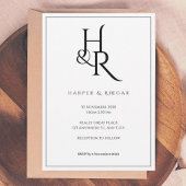 Elegant Black & White Monogram Wedding Invitation