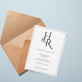 Elegant Black & White Monogram Wedding Invitation