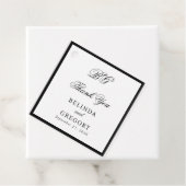 Elegant Black White Monogram Wedding Seding Chart Bedankjes Labels (In situ)