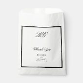 Elegant Black White Monogram Wedding Seding Chart Bedankzakje (Voorkant)