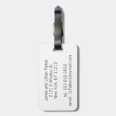 Elegant Black White Mr en Mrs Monogram Wedding Bagagelabel (Achterkant verticaal)