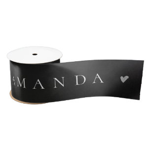 Elegant Black White Name Heart Kerstcadeau Lint