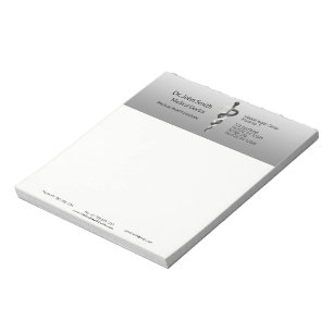 Elegant Black White Noble Classy Medical Asclepius Notitieblok